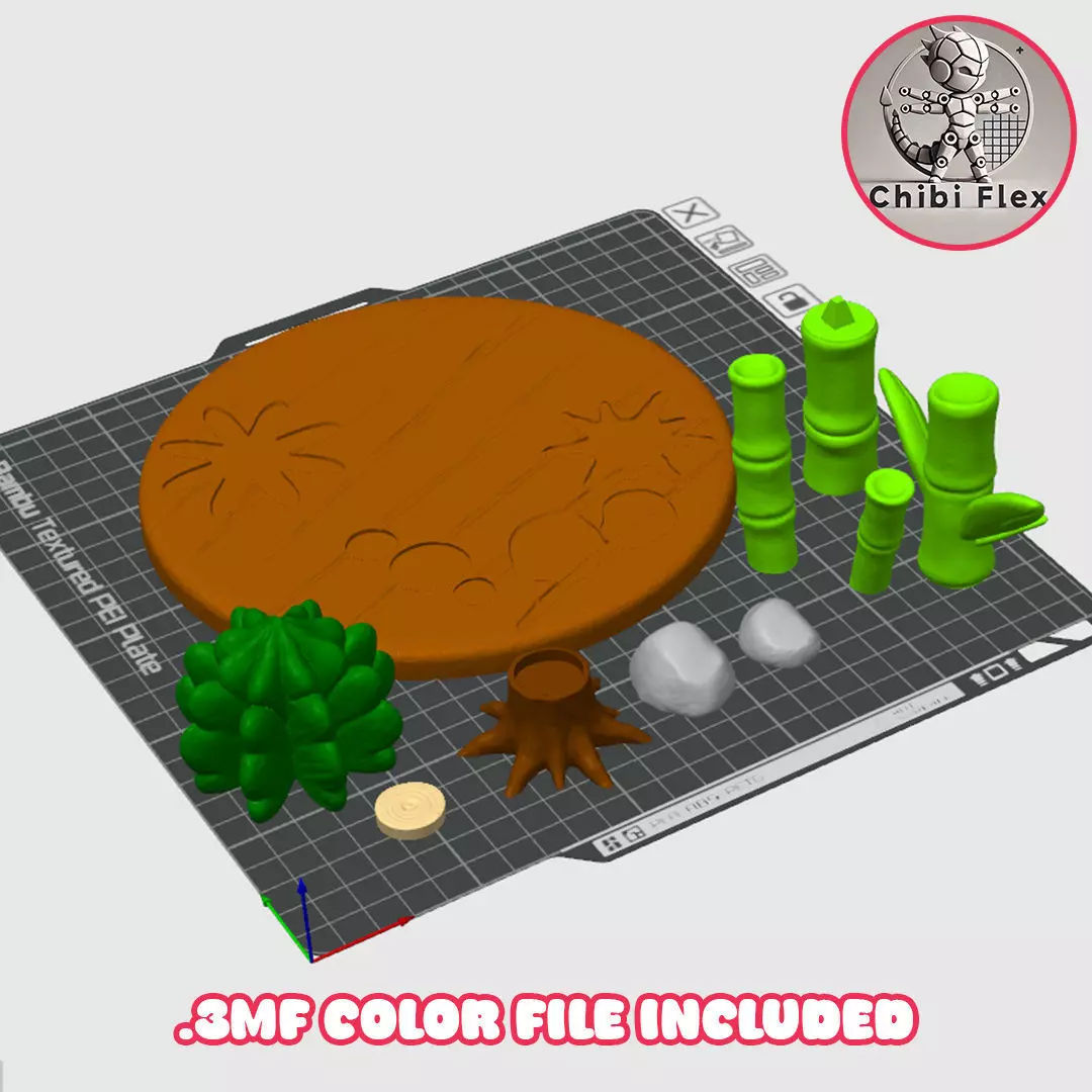 Flexi Baby Red Panda and Diorama kit 3D print model_16