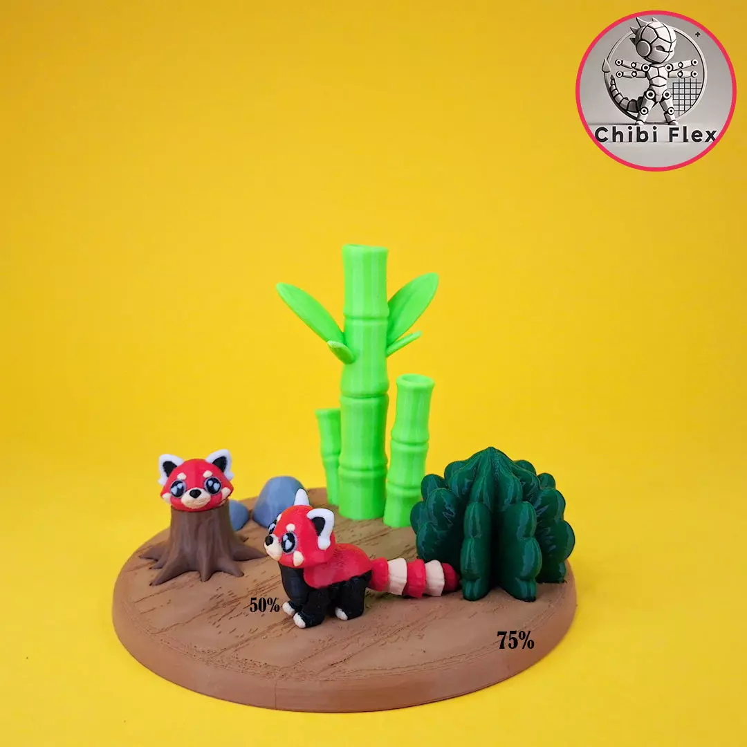 Flexi Baby Red Panda and Diorama kit 3D print model_11