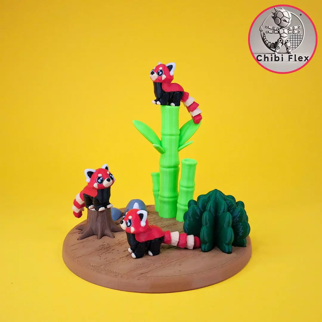 Flexi Baby Red Panda and Diorama kit 3D print model_3