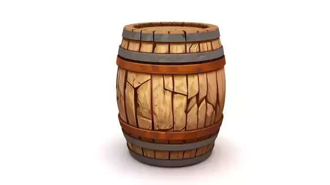 Stylized Broken Wooden Barrel