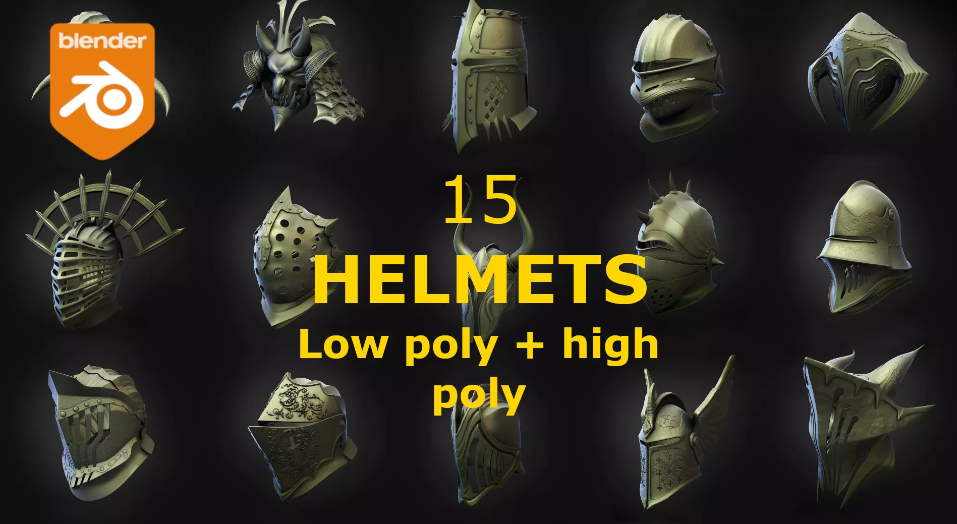 15 HELMETS Low poly and high poly Free 3D model_0