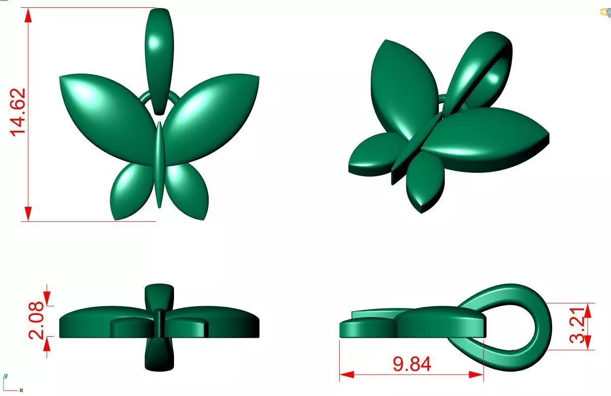 ButterFly Pendant 3D print model_10