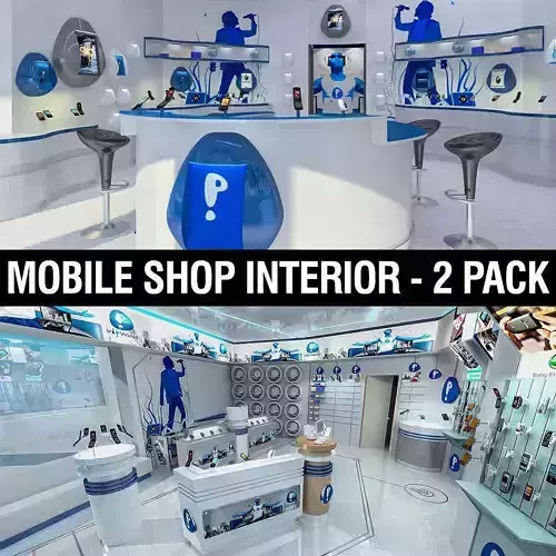 Mobile Shops Collection Low-poly 3D model