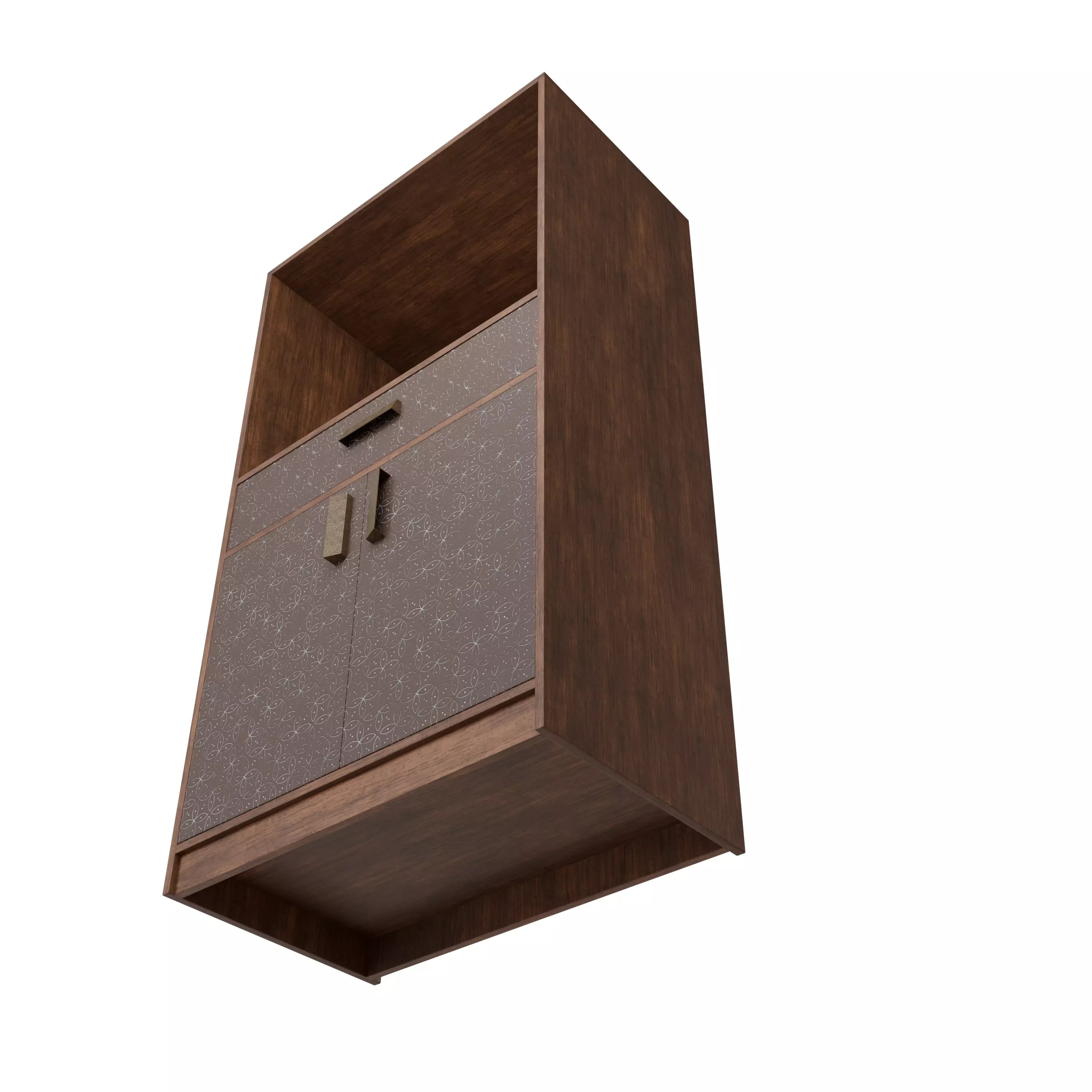 Modern Wooden Storage Cabinet with Decorative Pattern Low-poly 3D model_7
