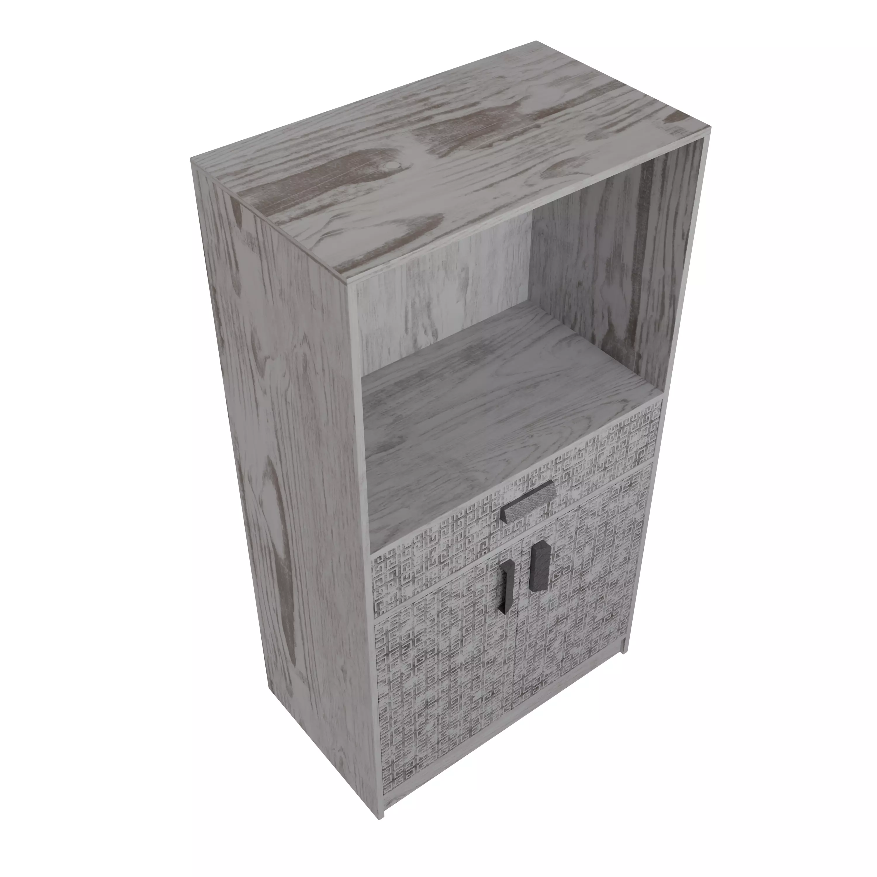 Modern Wooden Storage Cabinet with Decorative Pattern Low-poly 3D model_16