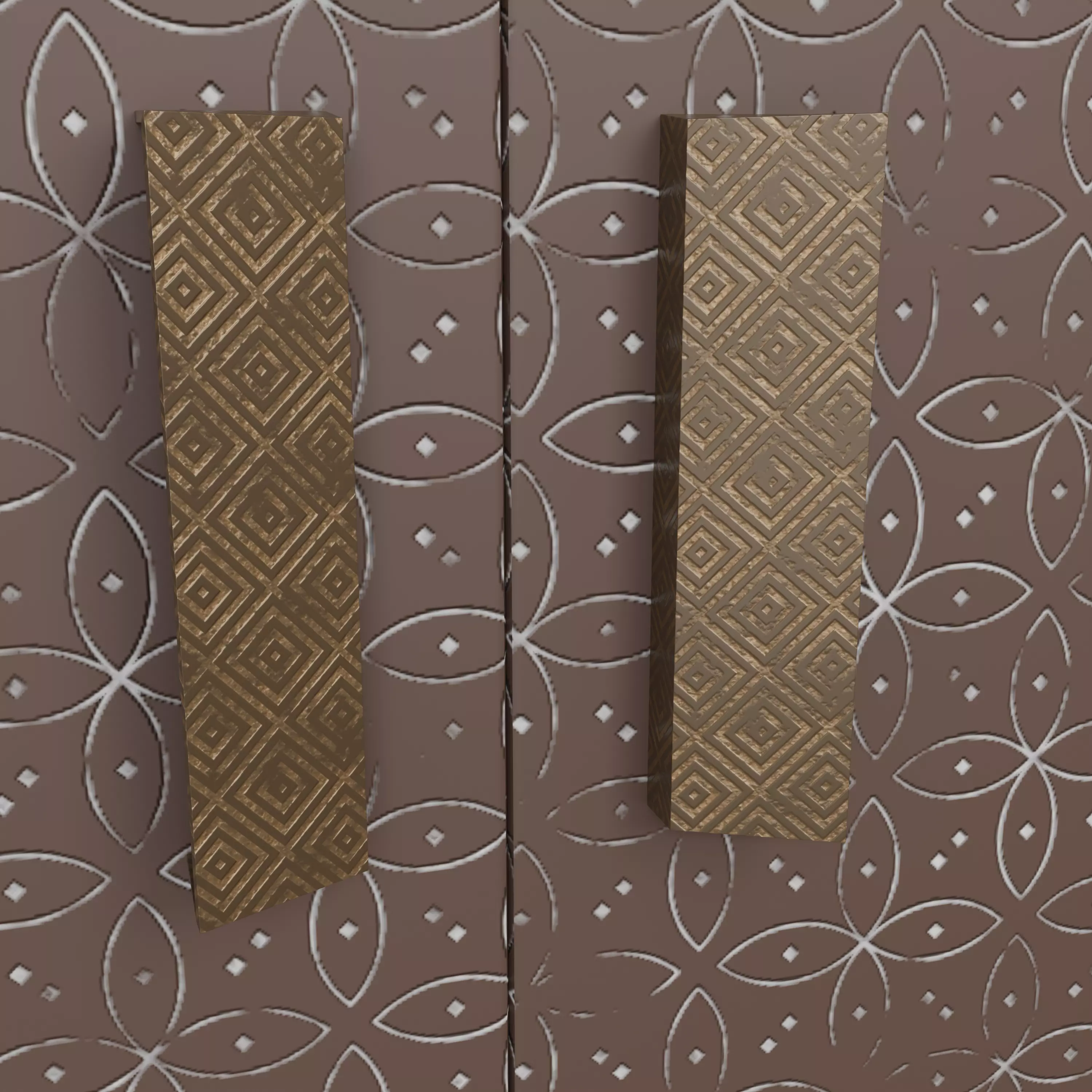 Modern Wooden Storage Cabinet with Decorative Pattern Low-poly 3D model_10