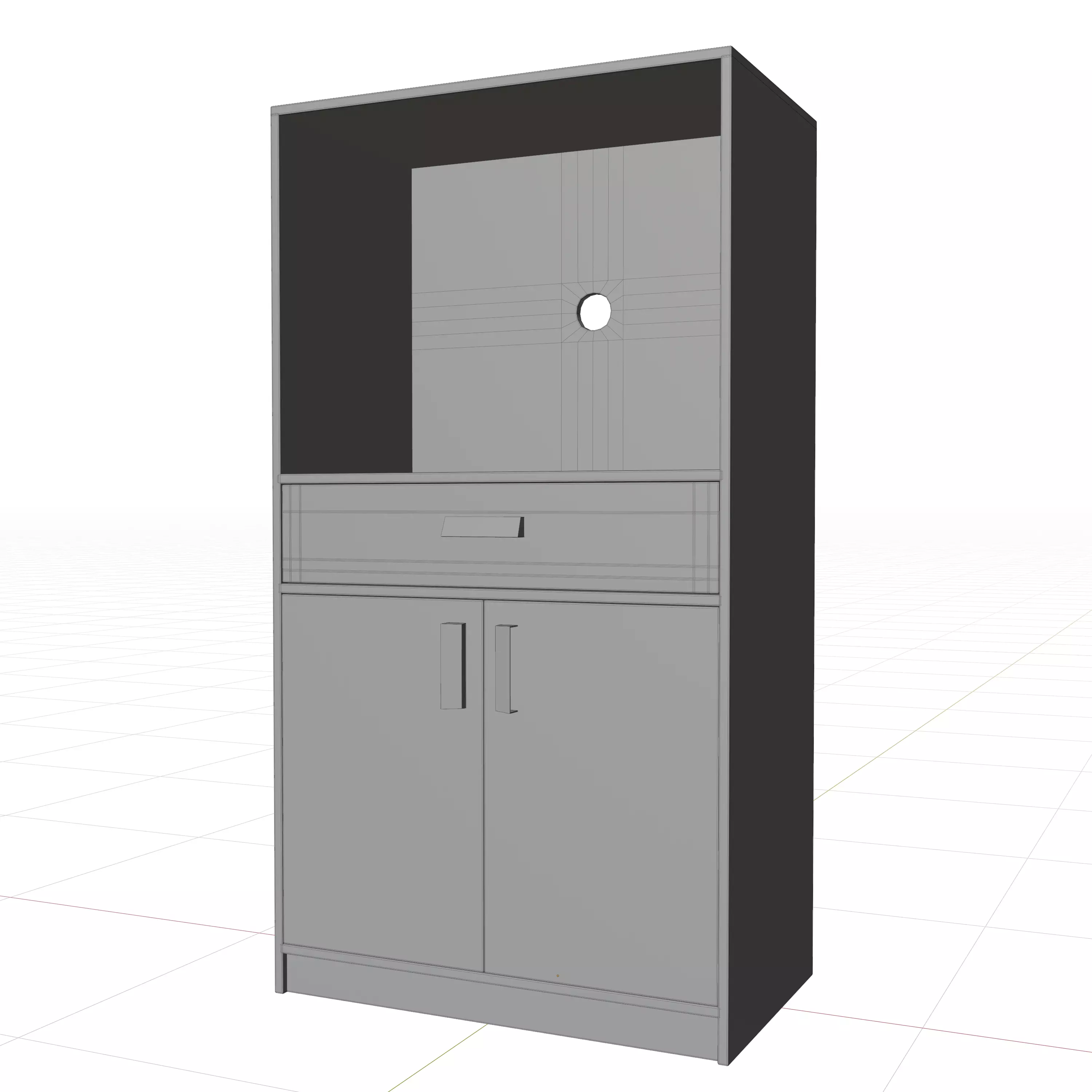 Modern Wooden Storage Cabinet with Decorative Pattern Low-poly 3D model_18