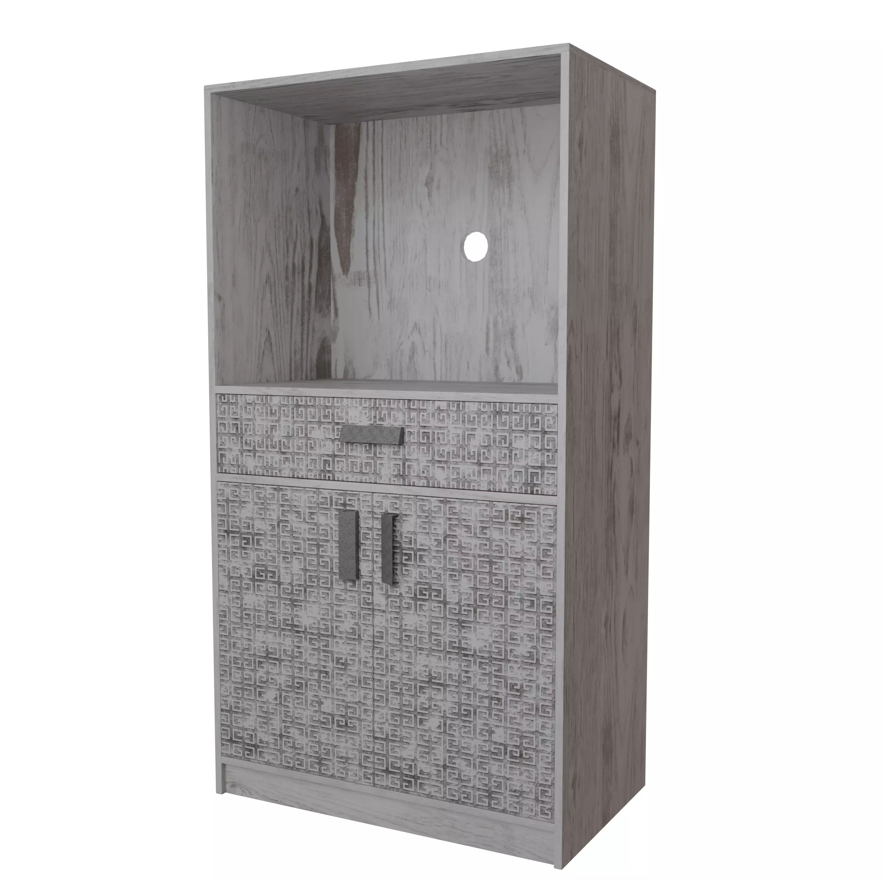 Modern Wooden Storage Cabinet with Decorative Pattern Low-poly 3D model_12