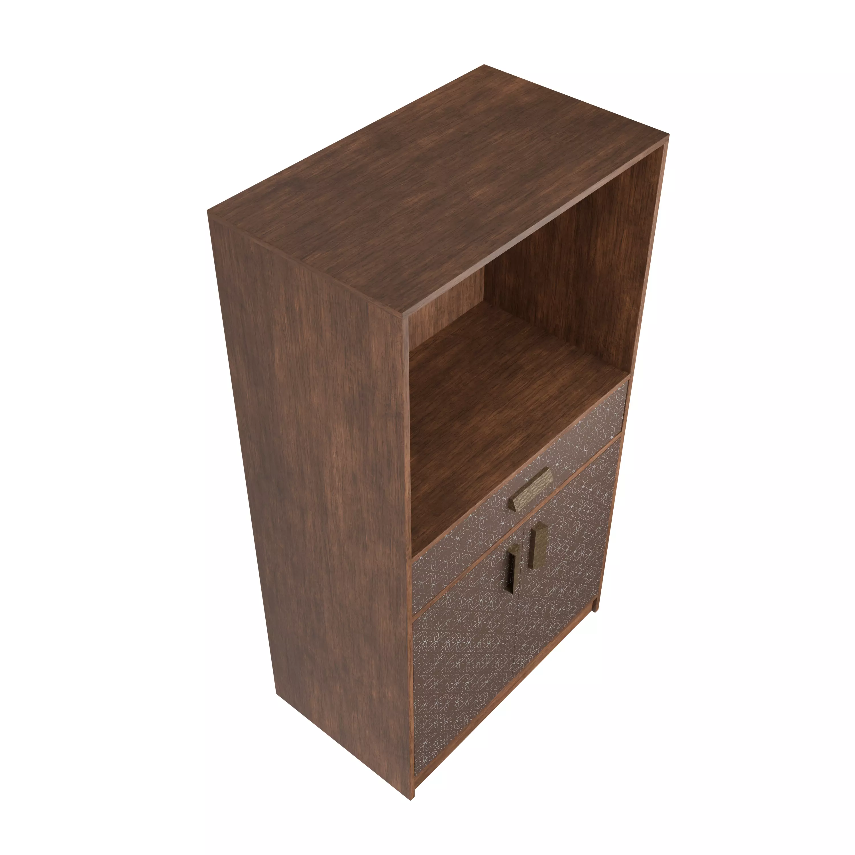Modern Wooden Storage Cabinet with Decorative Pattern Low-poly 3D model_8