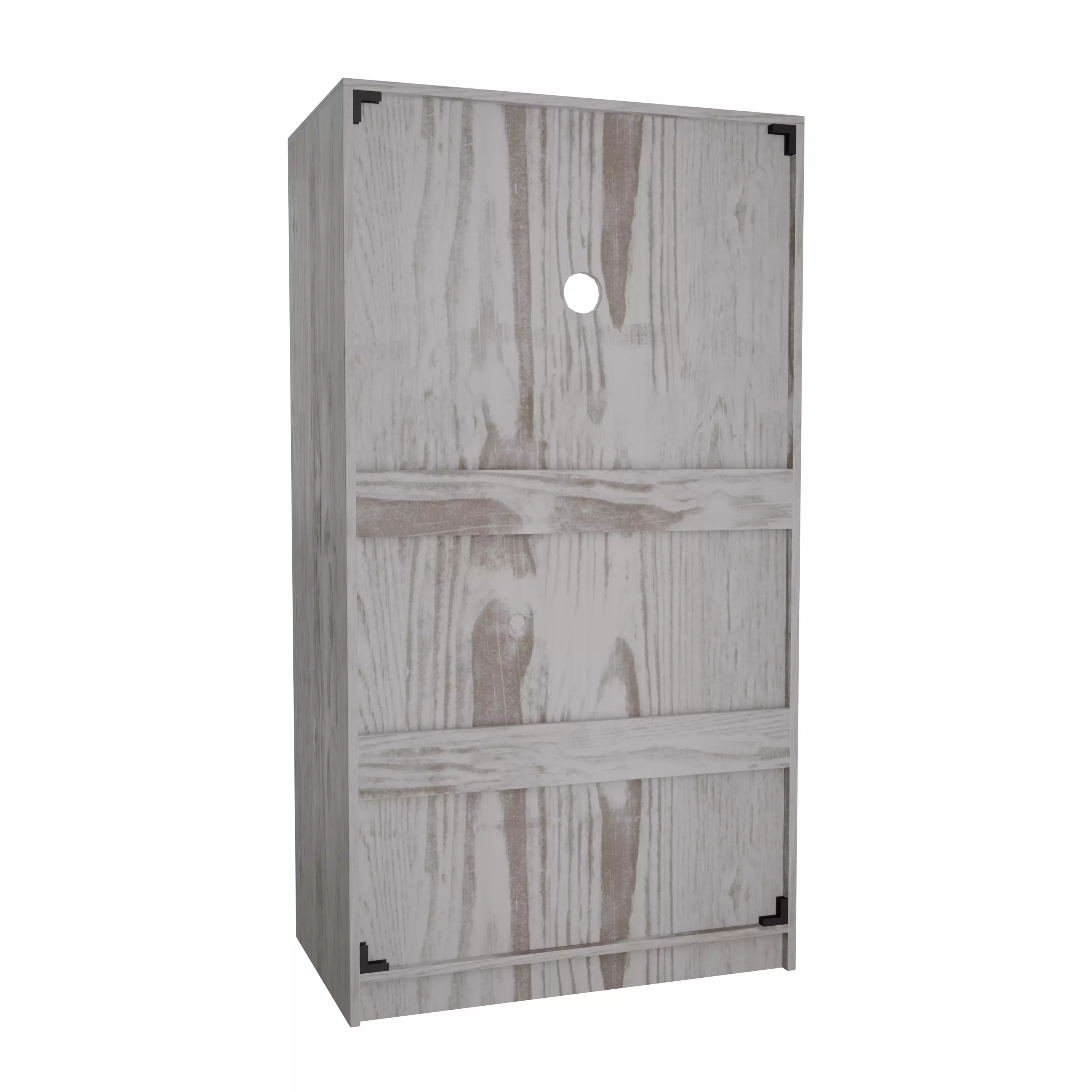 Modern Wooden Storage Cabinet with Decorative Pattern Low-poly 3D model_15