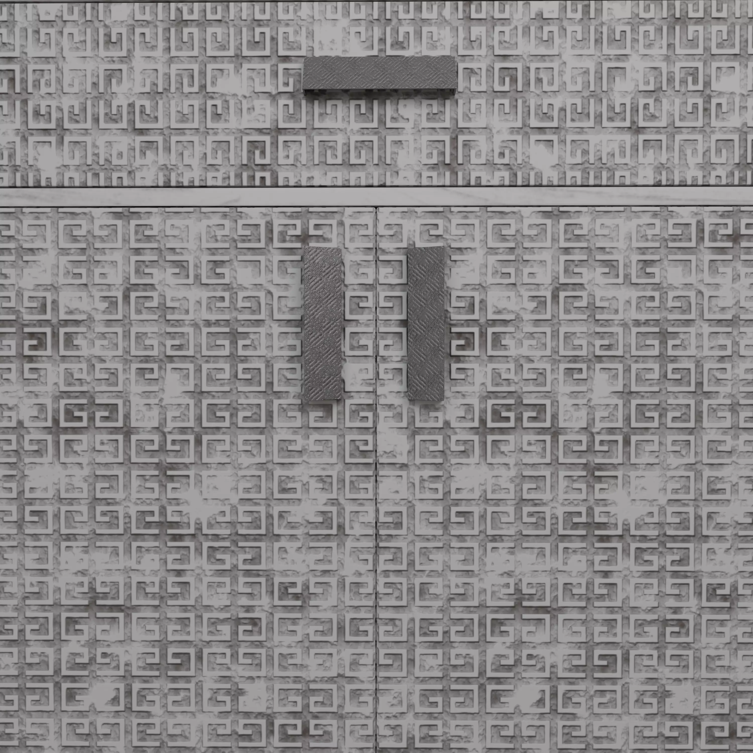 Modern Wooden Storage Cabinet with Decorative Pattern Low-poly 3D model_14