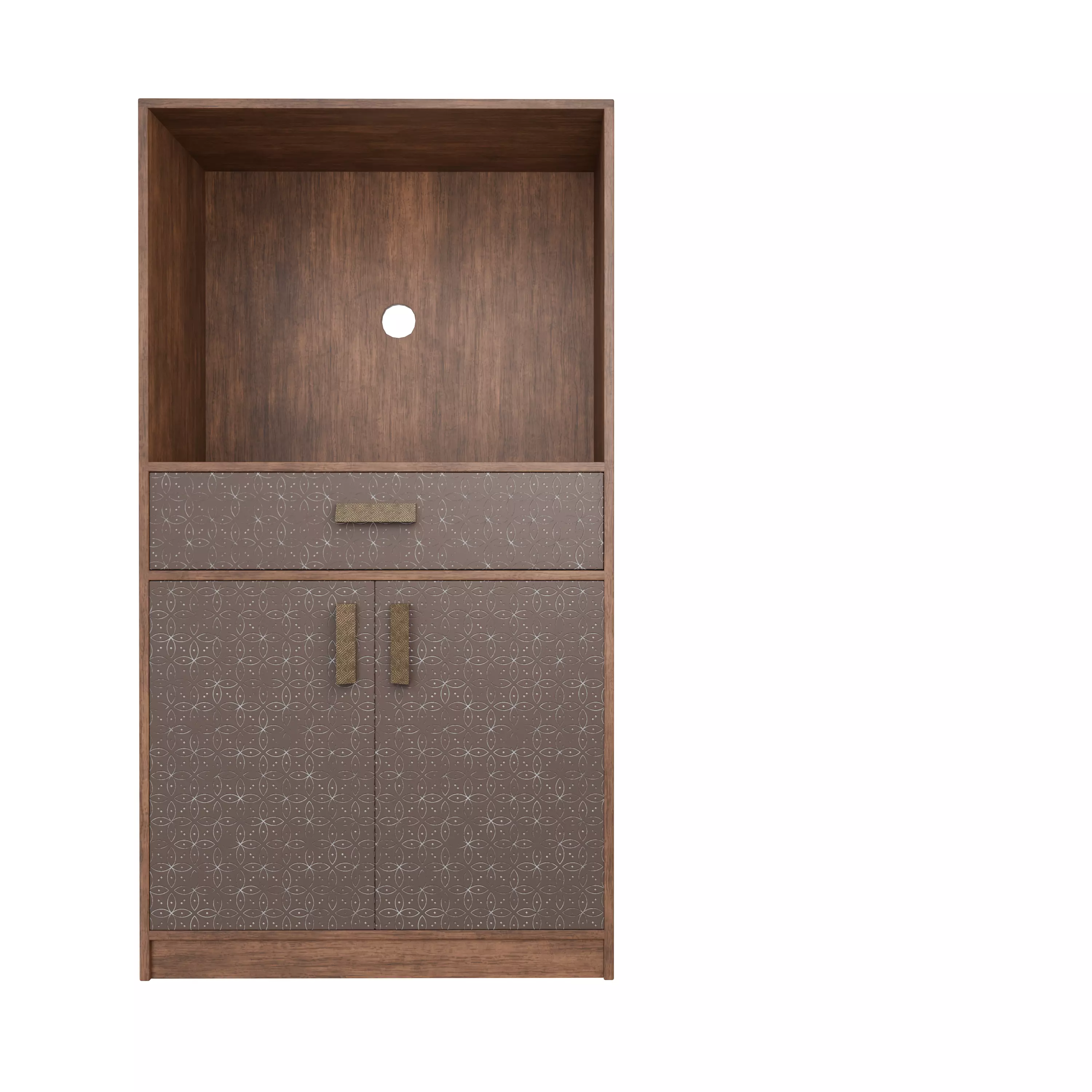 Modern Wooden Storage Cabinet with Decorative Pattern Low-poly 3D model_5