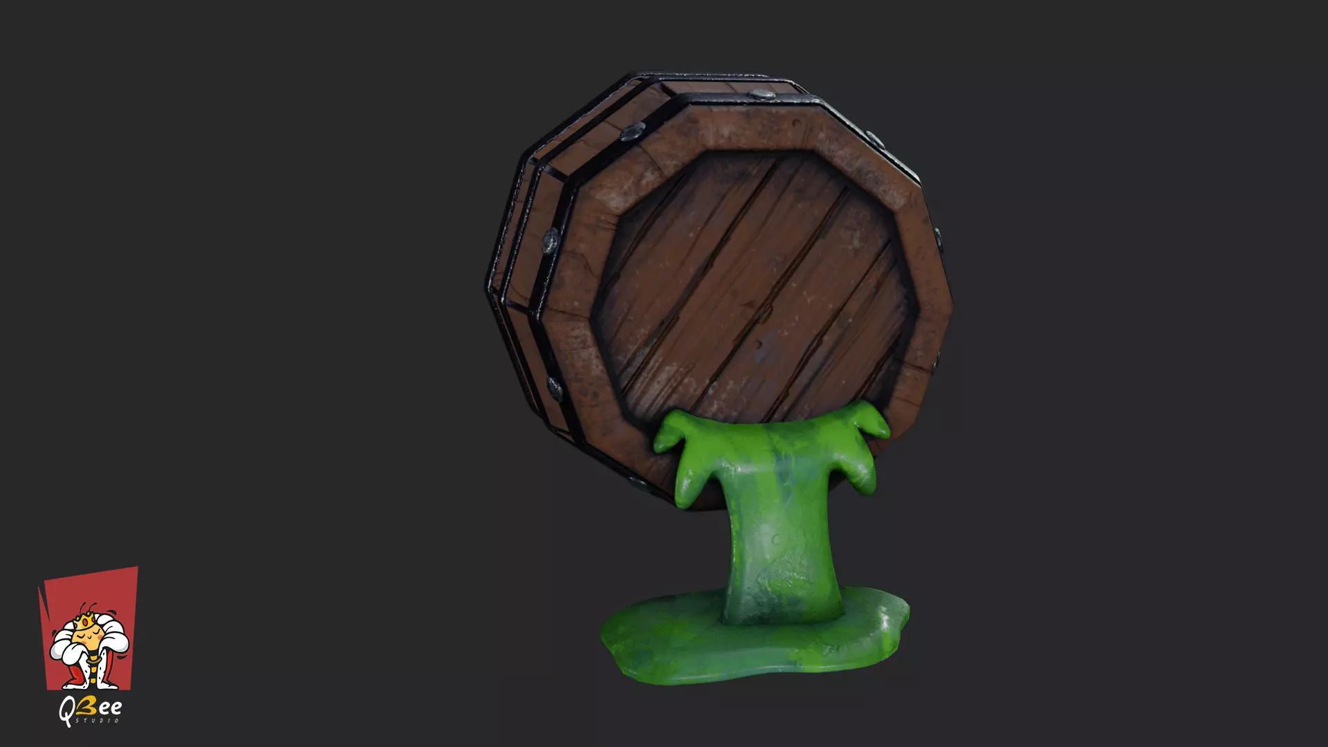 Stylized Potion Spilling Barrel Low-poly 3D model_2