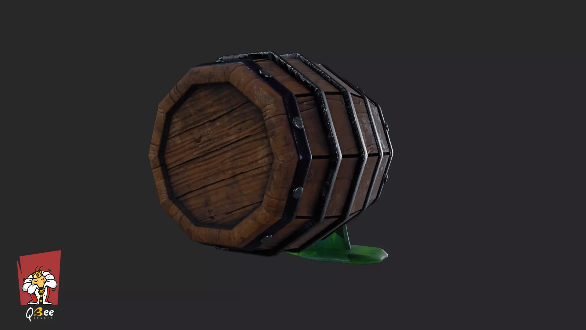 Stylized Potion Spilling Barrel Low-poly 3D model_6
