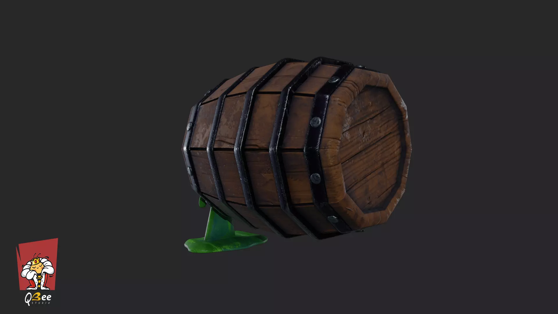 Stylized Potion Spilling Barrel Low-poly 3D model_7
