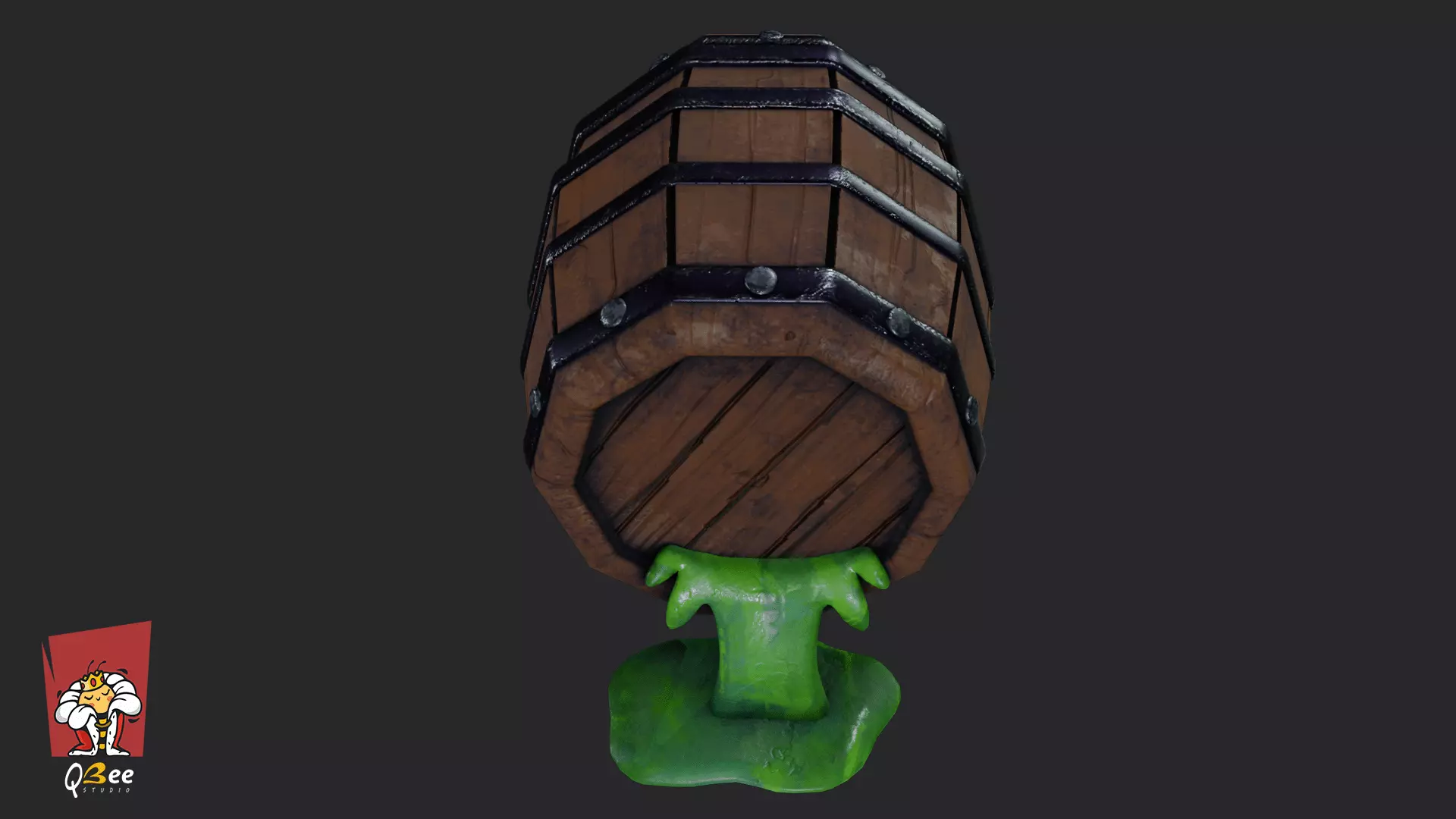 Stylized Potion Spilling Barrel Low-poly 3D model_4