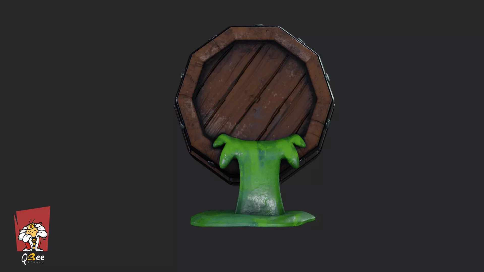 Stylized Potion Spilling Barrel Low-poly 3D model_5