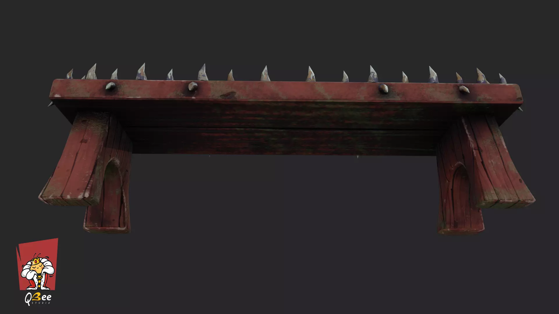 Stylized Spike Studded Bench Low-poly 3D model_5