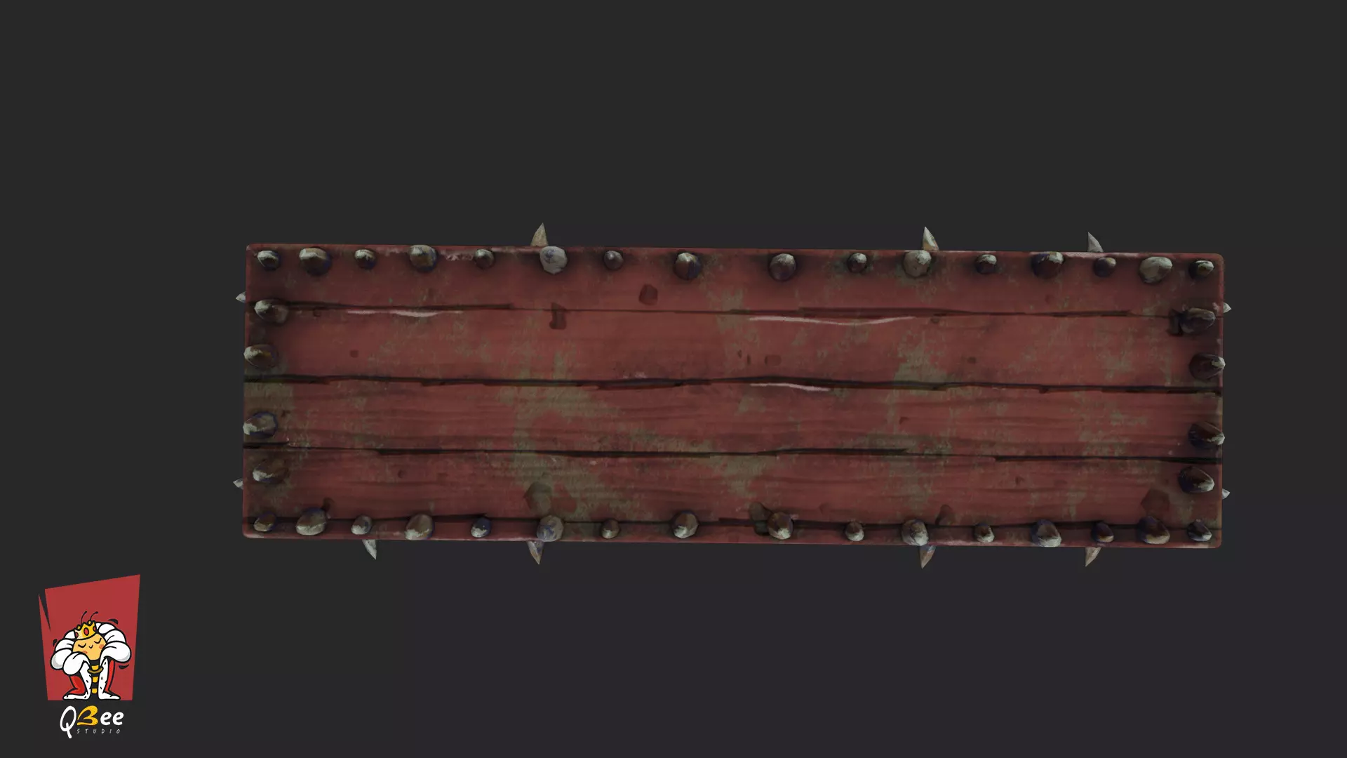 Stylized Spike Studded Bench Low-poly 3D model_7