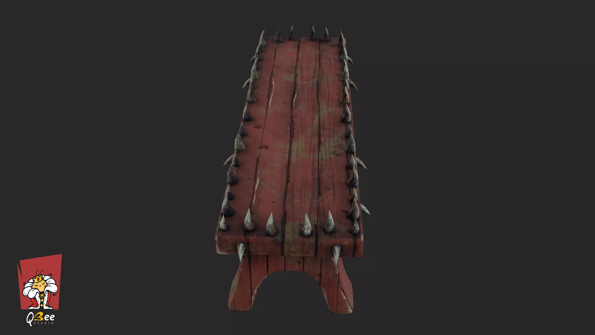 Stylized Spike Studded Bench Low-poly 3D model_3