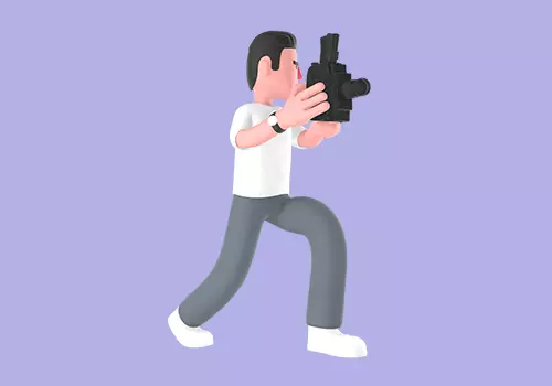Stylized 3D Male Photographer Moving Forward - Cartoon Character 3D model_4