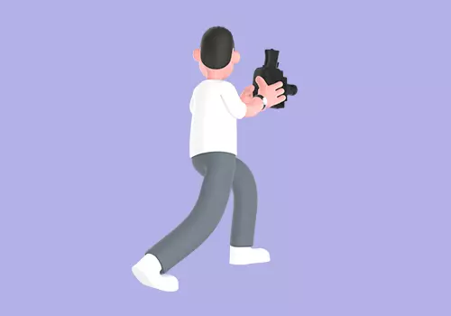 Stylized 3D Male Photographer Moving Forward - Cartoon Character 3D model_3