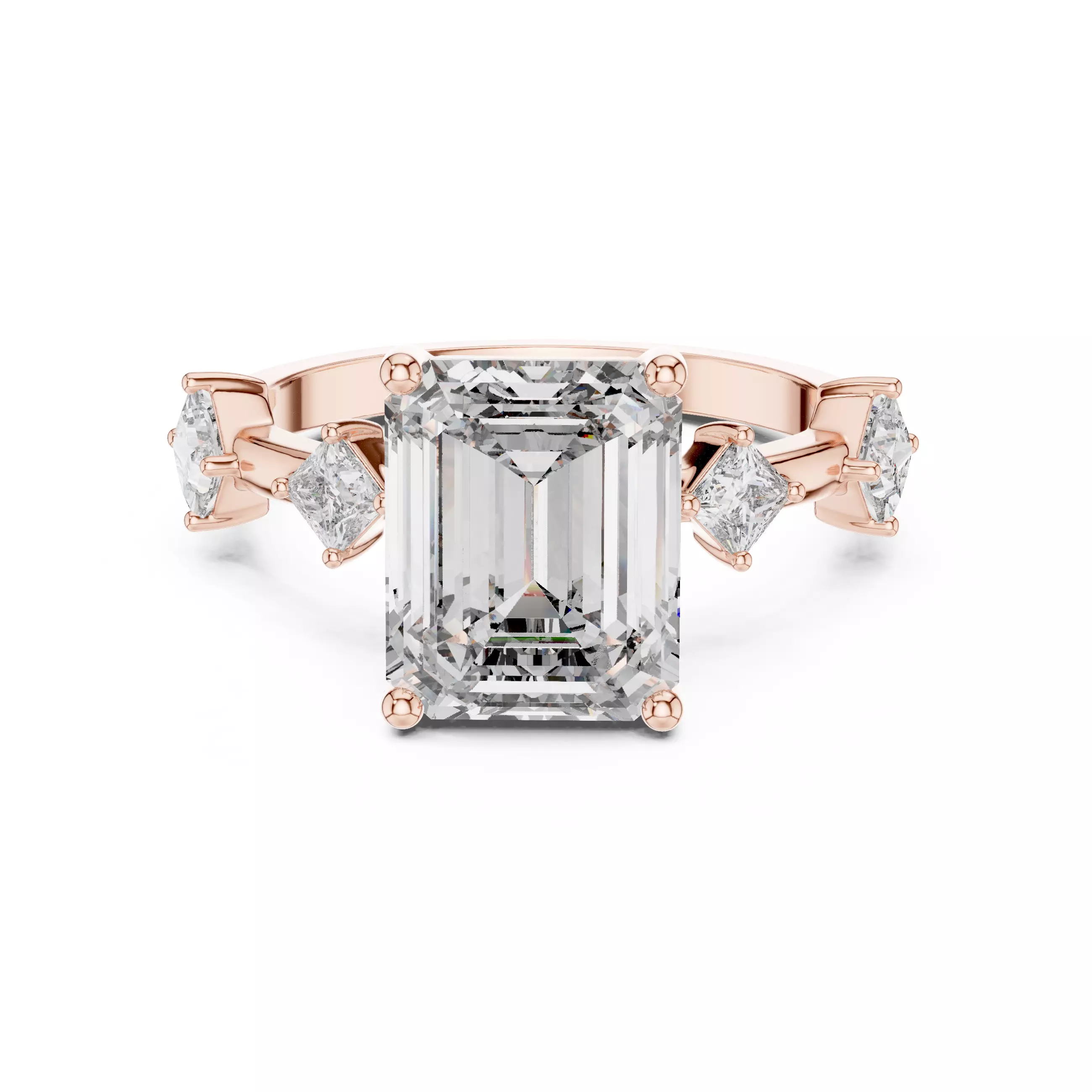 Emerald Diamond Solitaire Ring 3D print model