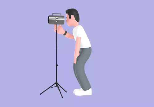 Stylized 3D Male Photographer Adjusting Studio Light - Cartoon 3D model_2