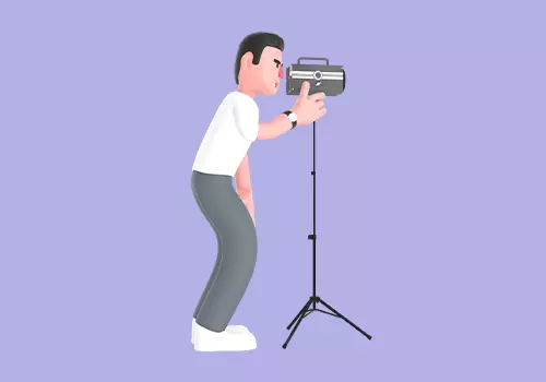 Stylized 3D Male Photographer Adjusting Studio Light - Cartoon 3D model_4