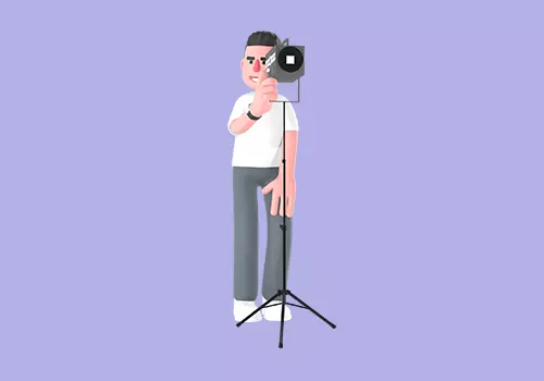 Stylized 3D Male Photographer Adjusting Studio Light - Cartoon 3D model_1