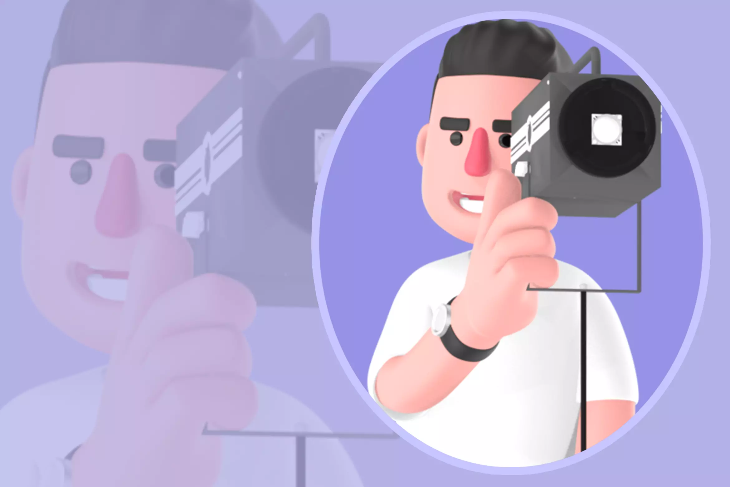 Stylized 3D Male Photographer Adjusting Studio Light - Cartoon 3D model_0