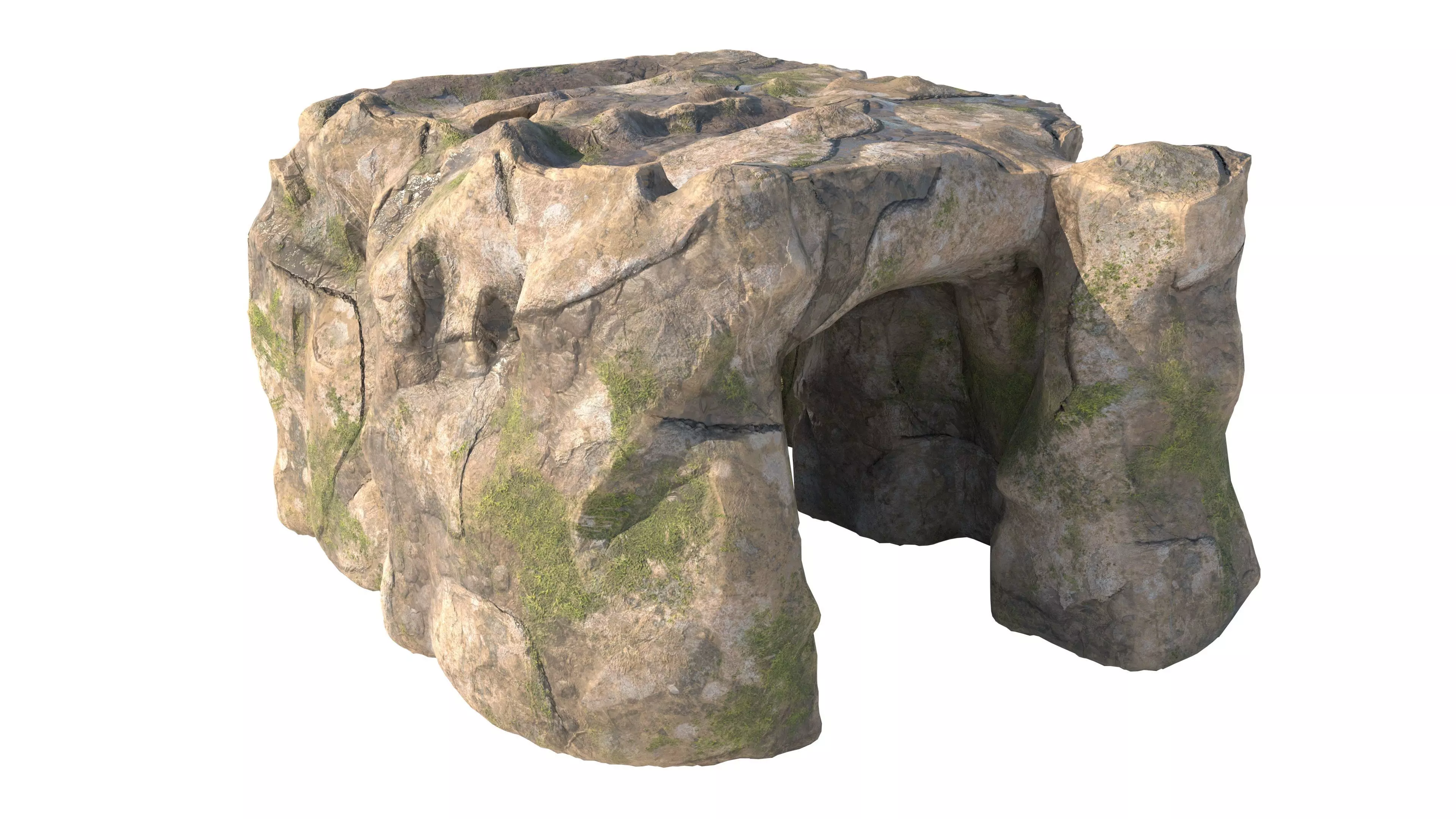 coral red stone cave entrance Low-poly 3D model