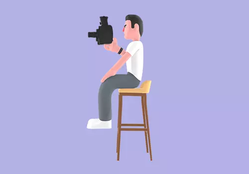 Stylized 3D Male Photographer Sitting with Camera - Character 3D model_2