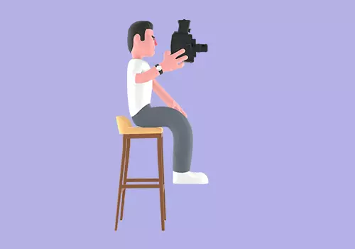 Stylized 3D Male Photographer Sitting with Camera - Character 3D model_4