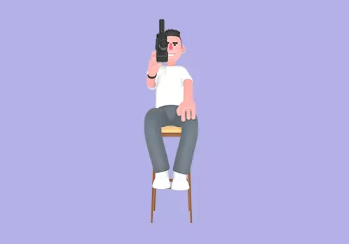 Stylized 3D Male Photographer Sitting with Camera - Character 3D model_1