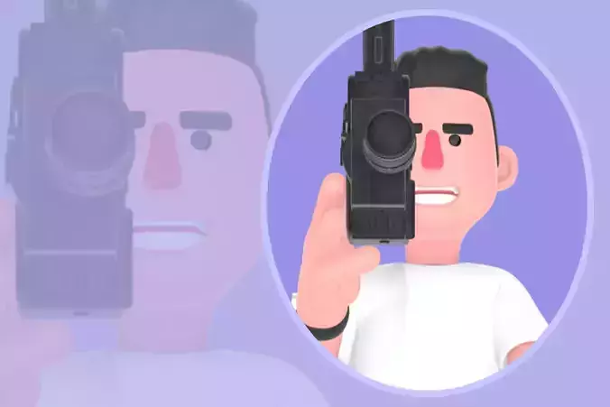 Stylized 3D Male Photographer Sitting with Camera - Character