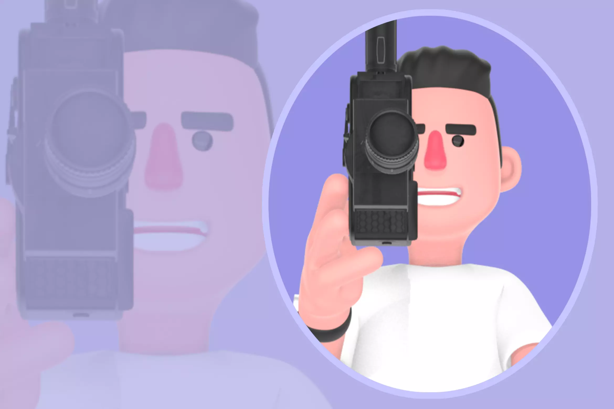 Stylized 3D Male Photographer Sitting with Camera - Character 3D model_0