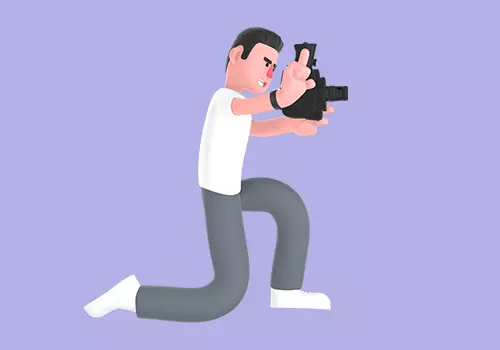 Stylized 3D Male Photographer Giving Signal - Cartoon Character 3D model_4