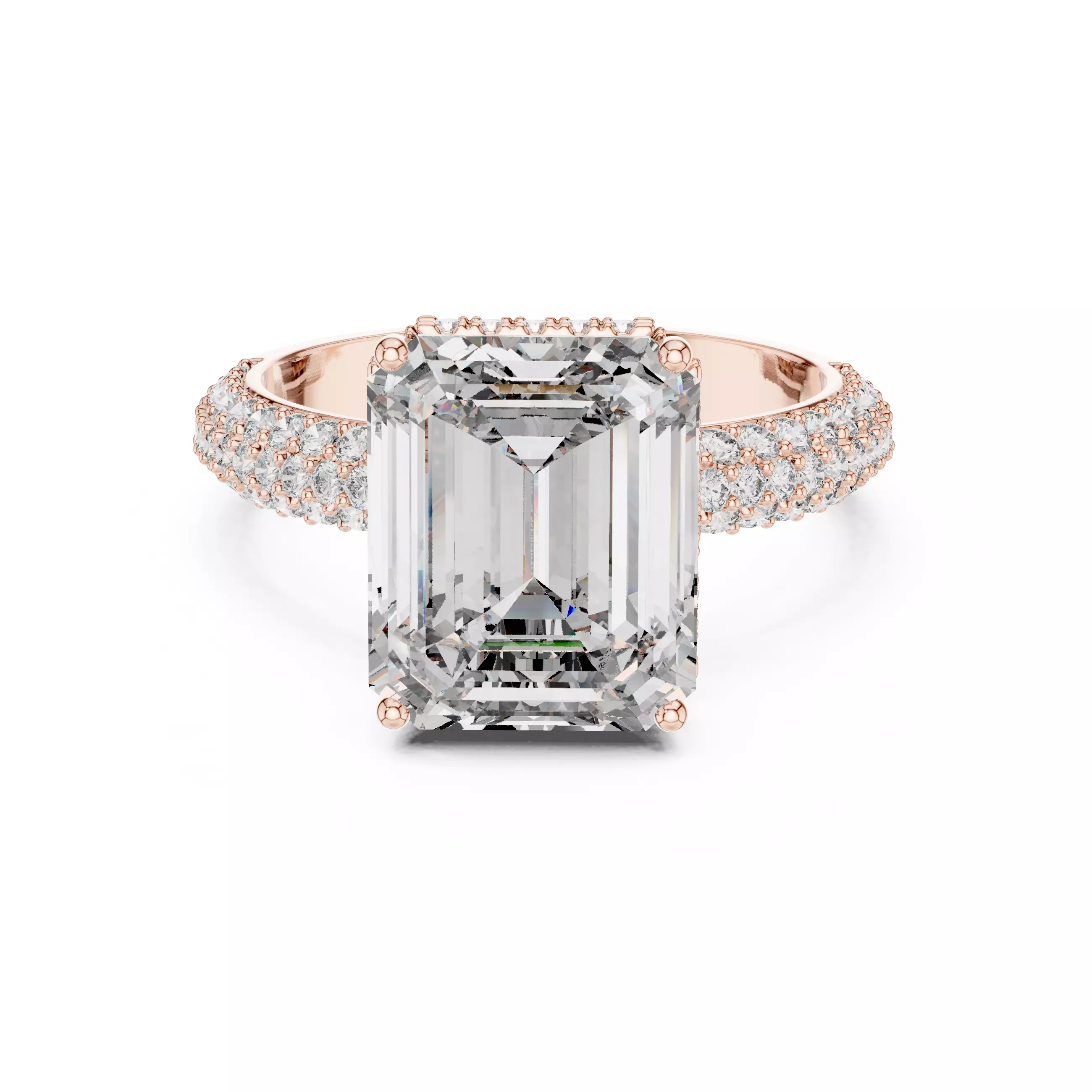 Emerald Diamond Solitaire Ring 3D print model