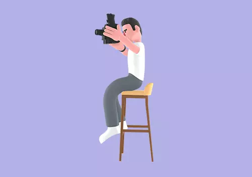 Stylized 3D Male Photographer Sitting and Filming - Cartoon 3D model_2