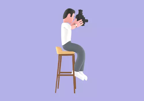 Stylized 3D Male Photographer Sitting and Filming - Cartoon 3D model_4