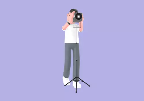 Stylized 3D Male Photographer Operating Tripod Camera - Cartoon  3D model_1
