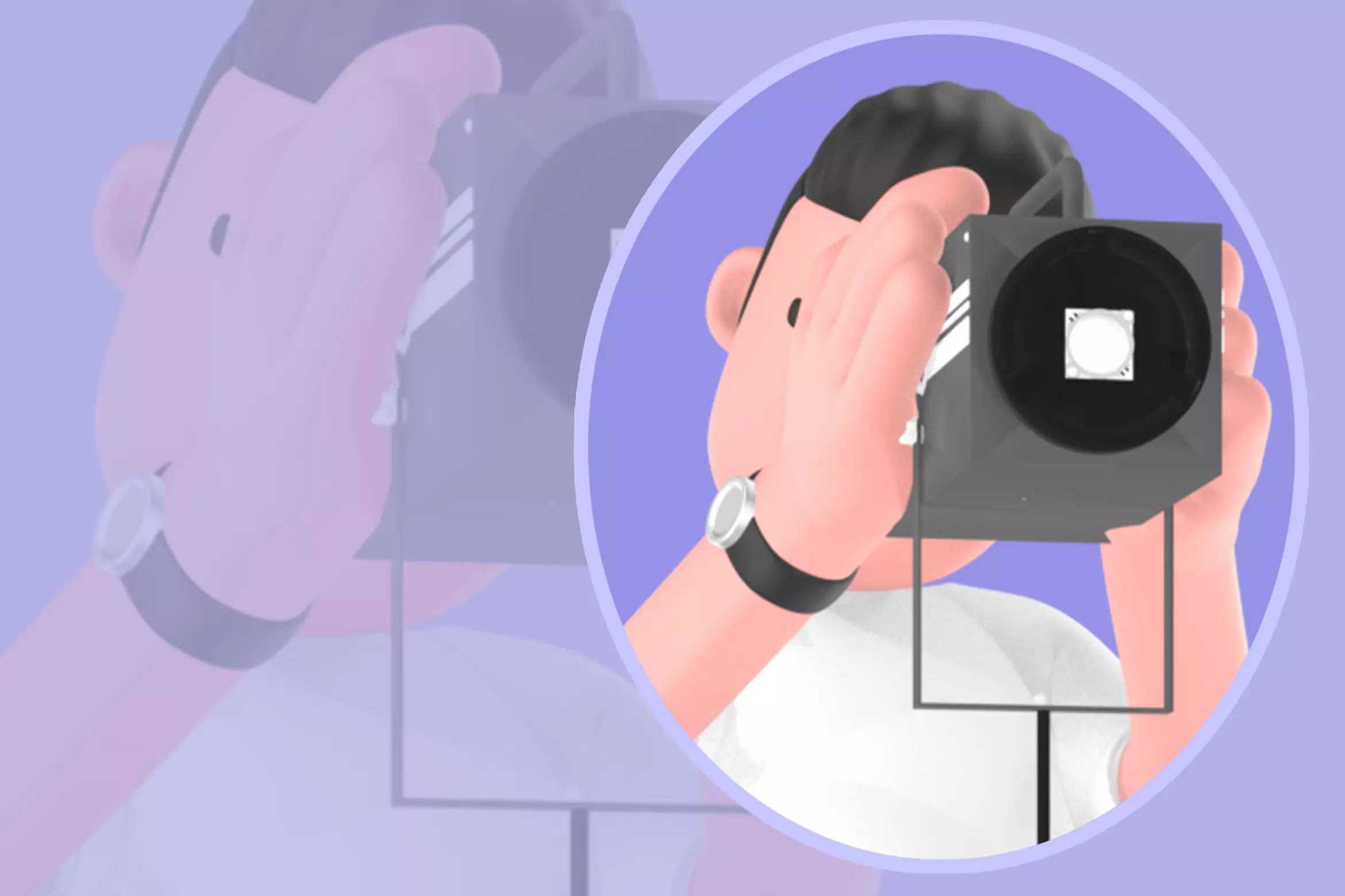 Stylized 3D Male Photographer Operating Tripod Camera - Cartoon  3D model_0