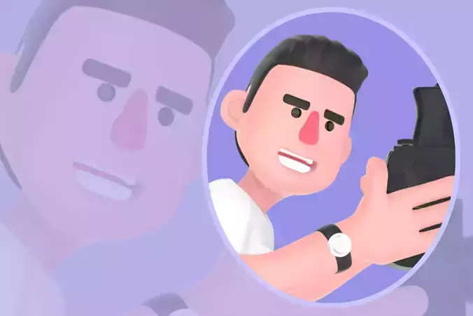 Stylized 3D Male Photographer - Cartoon Action with Camera 