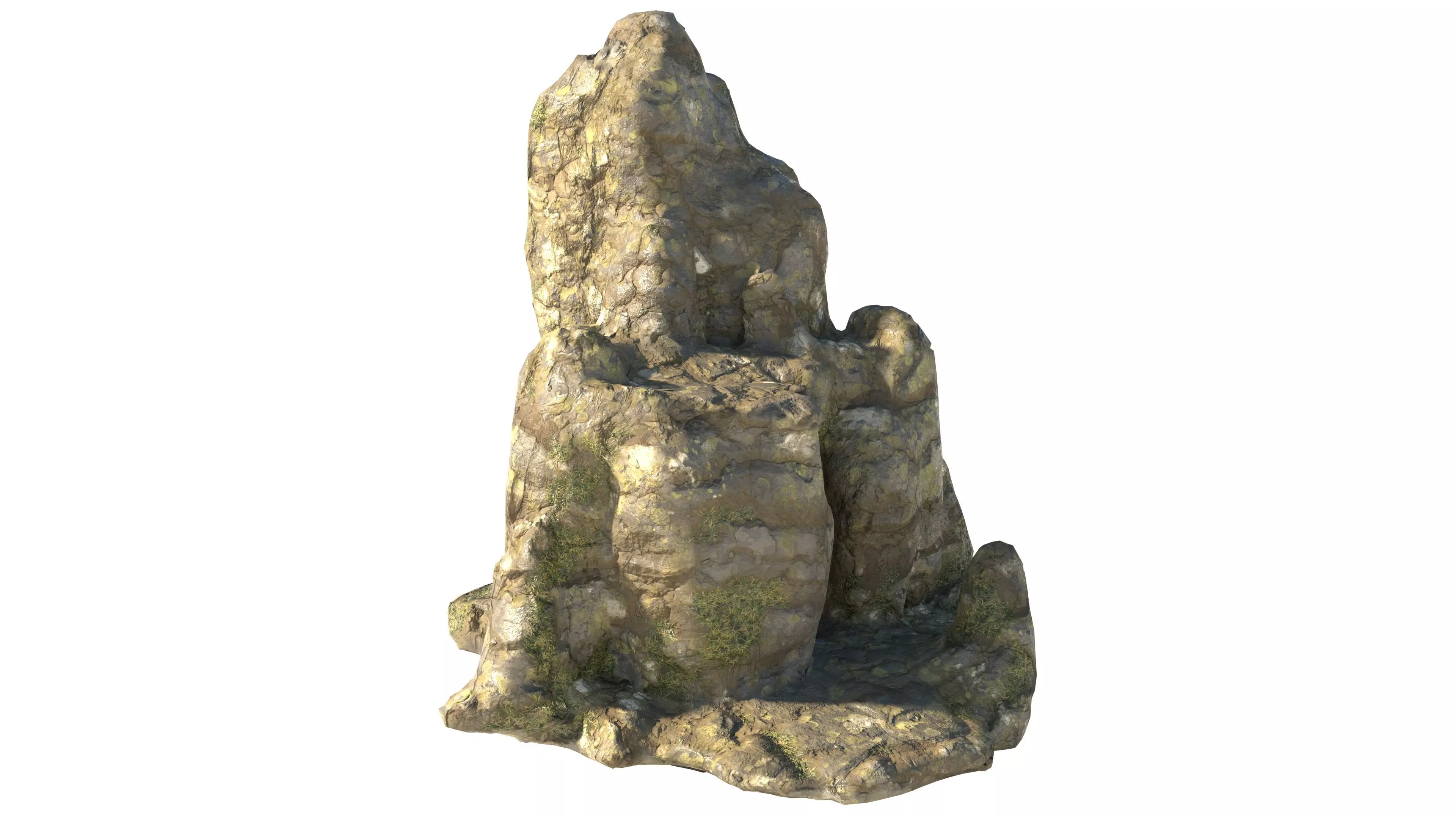 wet grass rock cliff Low-poly 3D model