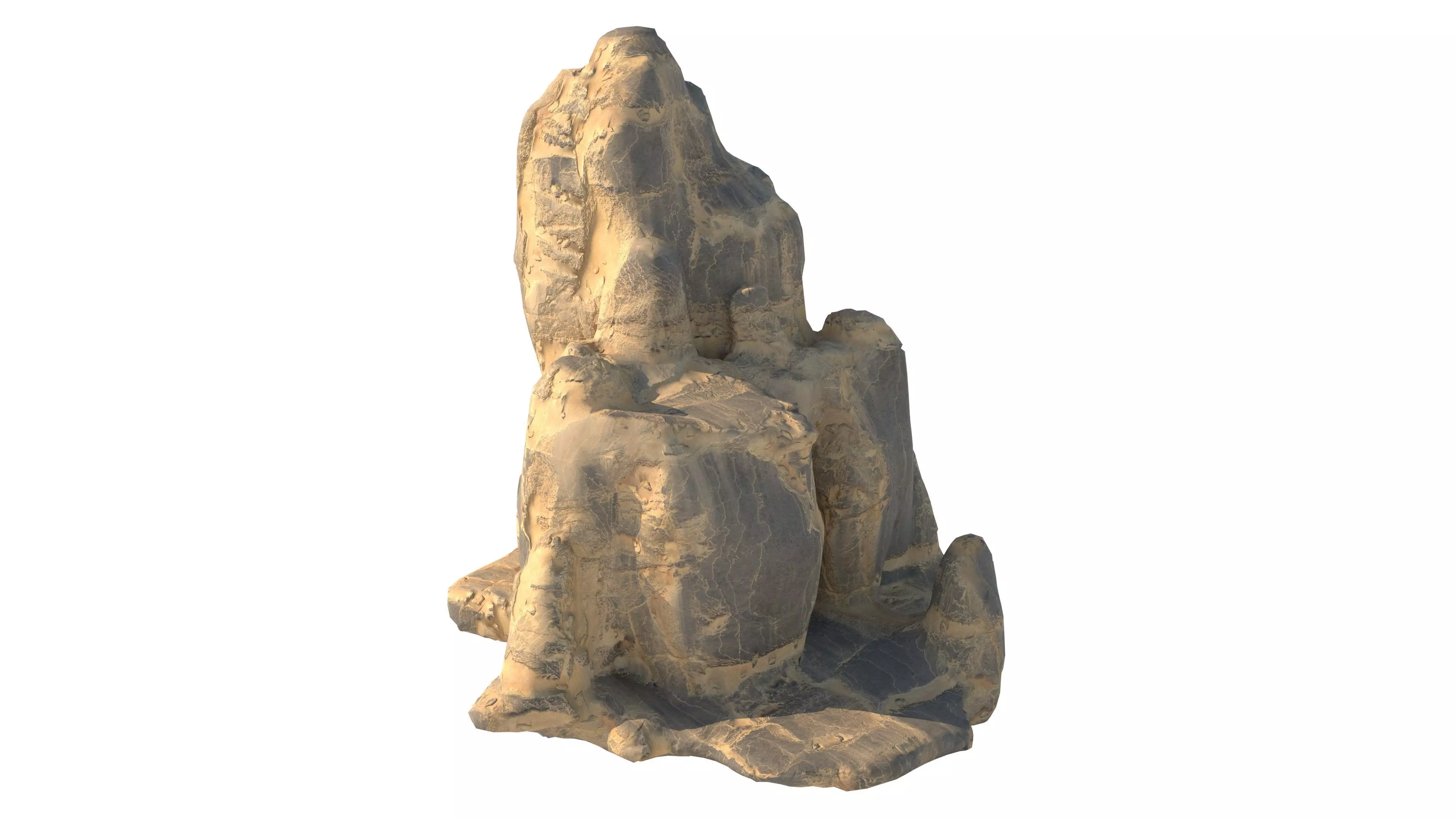 yellow sand cliff Low-poly 3D model