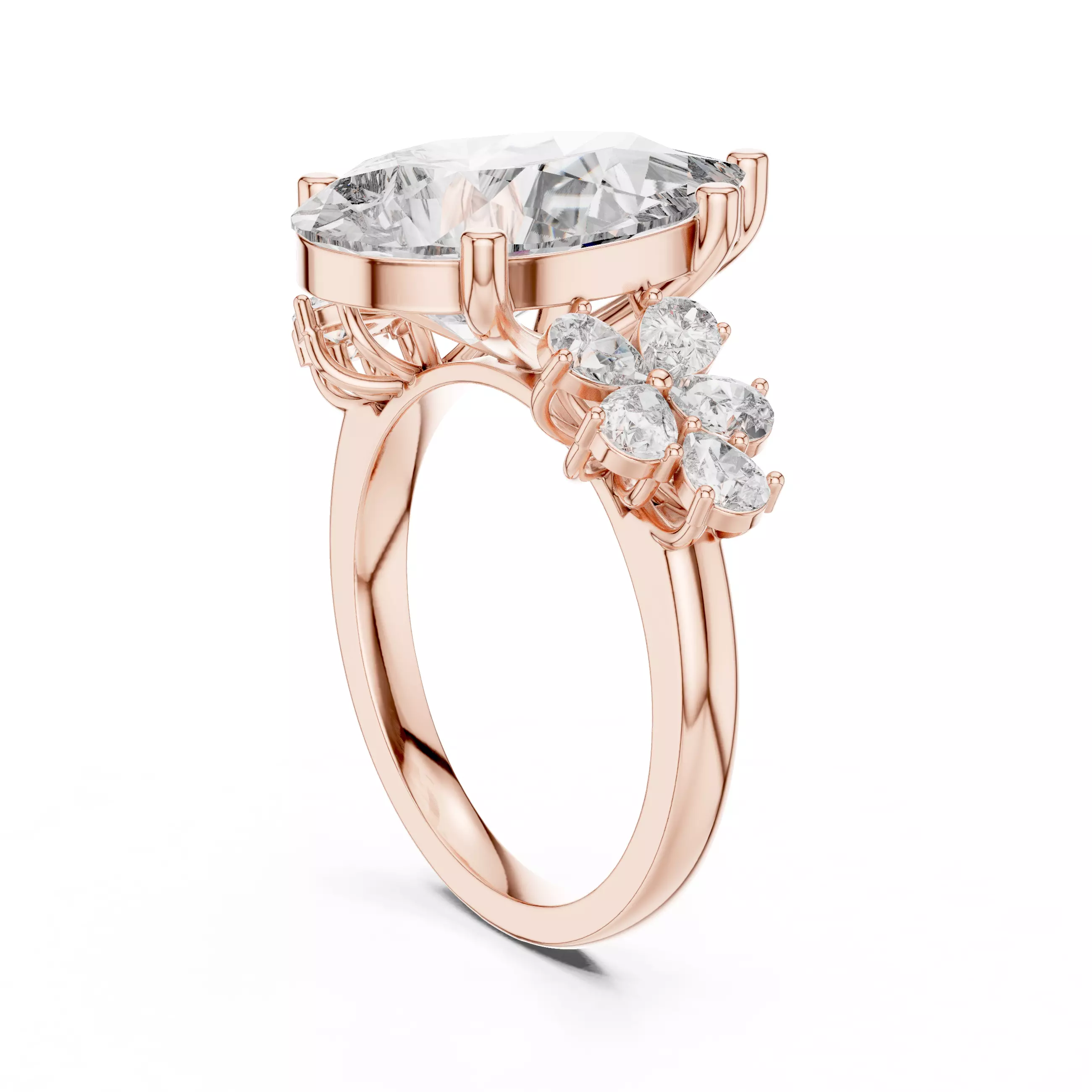 Pear Diamond Solitaire Ring 3D print model_8