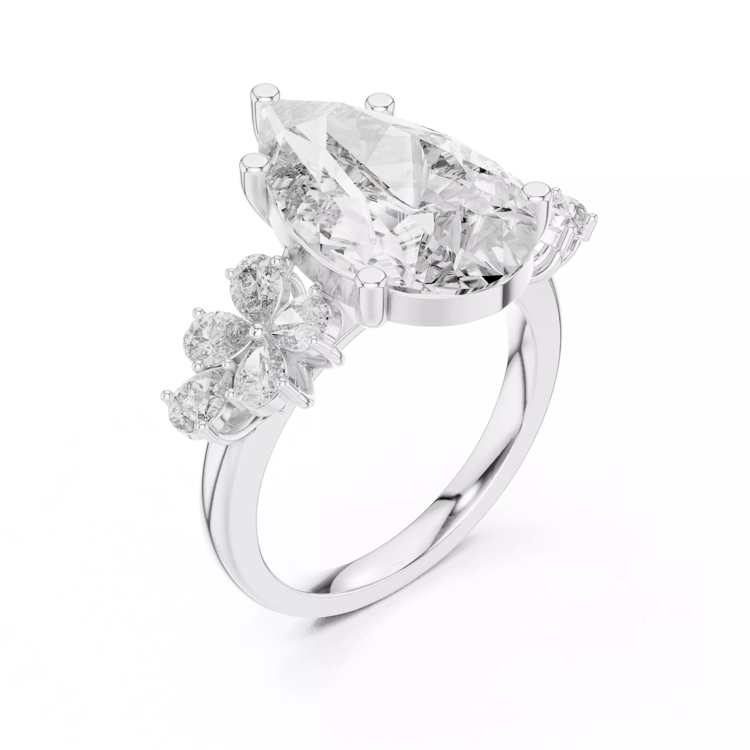 Pear Diamond Solitaire Ring 3D print model_11