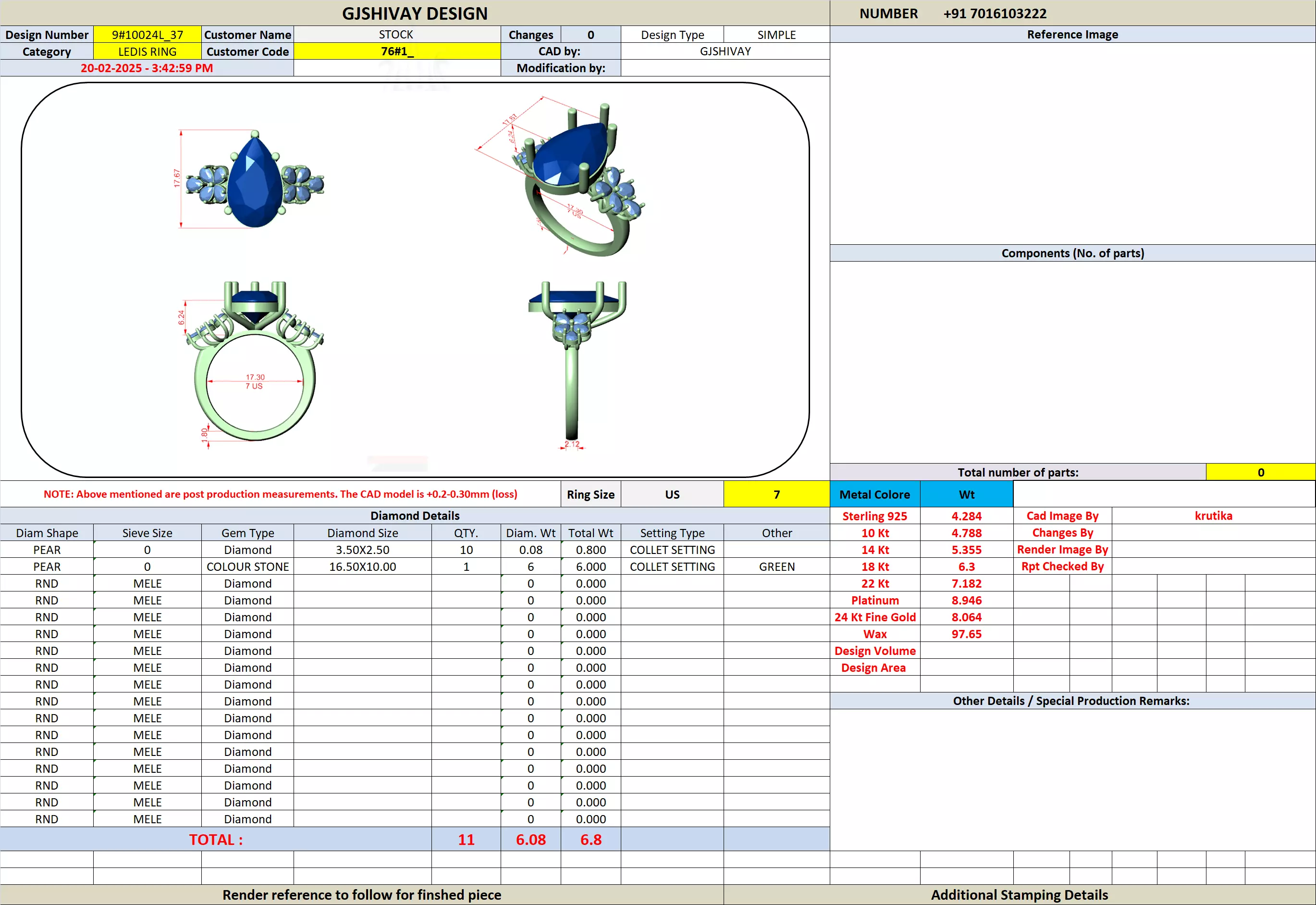 Pear Diamond Solitaire Ring 3D print model_7
