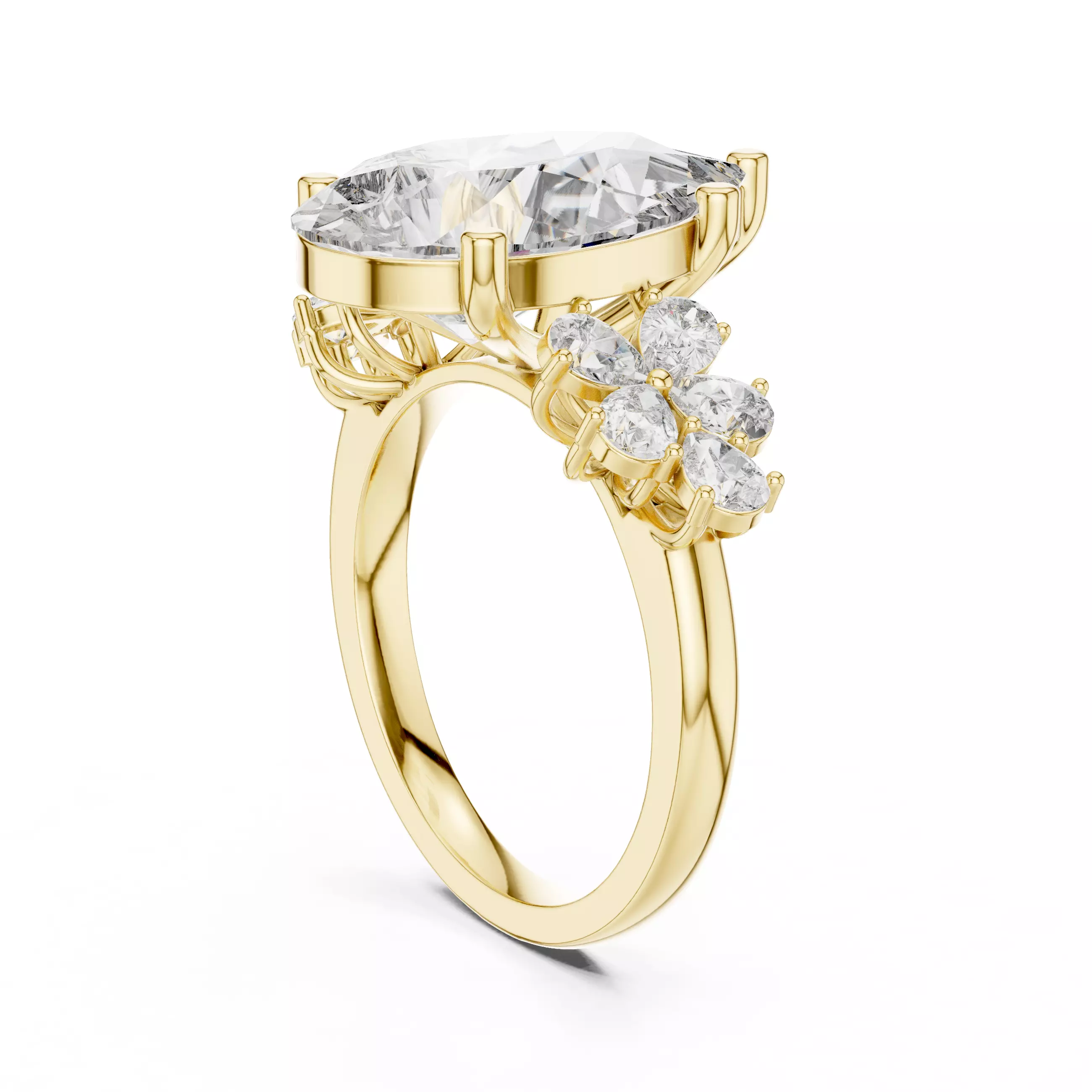 Pear Diamond Solitaire Ring 3D print model_12